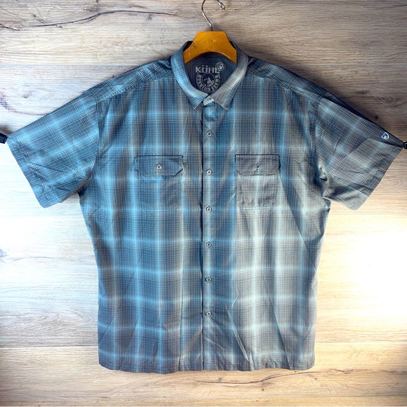 Kuhl Other - Kuhl Men Sz XXL Eluxur Button Up Plaid Hiking Casual Outdoor Short Sleeve Shirt